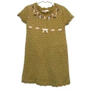 Green Crochet Floral Sweater Dress